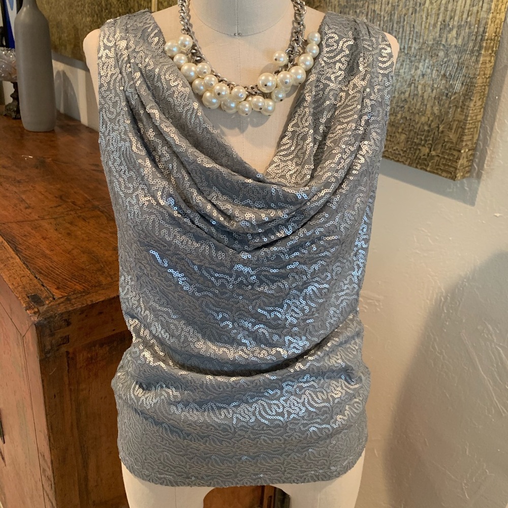 MICHAEL Kors silver sequin blouse top ❤️ M P/M